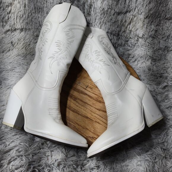 ISNOM Women Size 7.5 Knee High Embroidered Chunky Heeled Western Cowgirl Boots - Picture 5 of 9